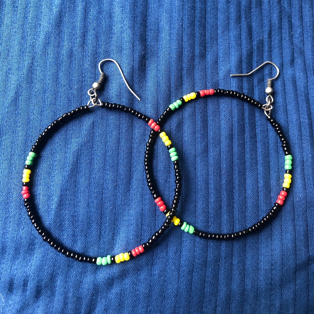Jamaican Style Circle Hoop Earrings